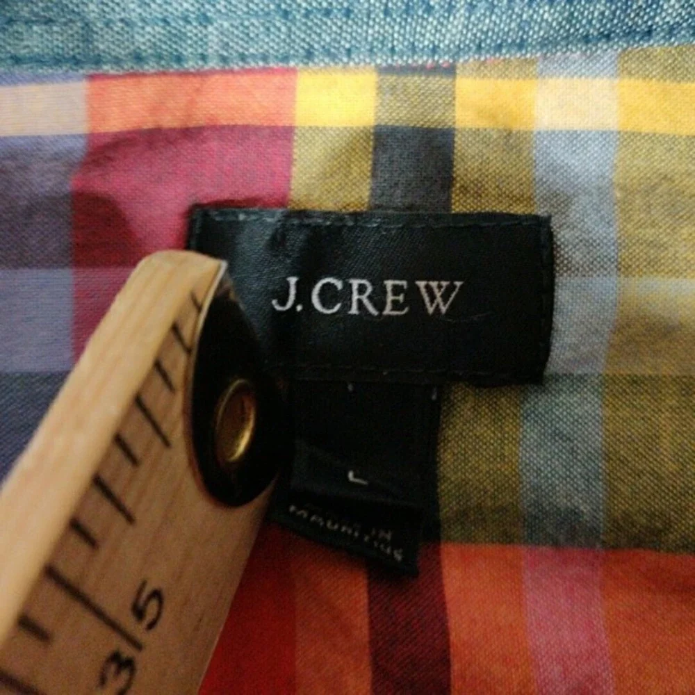 J Crew‎ Shirt Mens Large Multicolored Mardas Plaid Button Down Long Sleeve